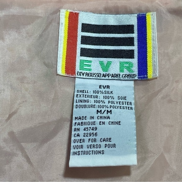 Vintage EVR Div Rousso Apparel Silk Pastel Floral WindBreaker Jacket, Sz Medium - Picture 6 of 13